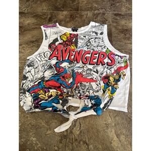 Y2K Wet Seal Marvel Avengers Comic White Sleeveless Tie Front Tank Top XL